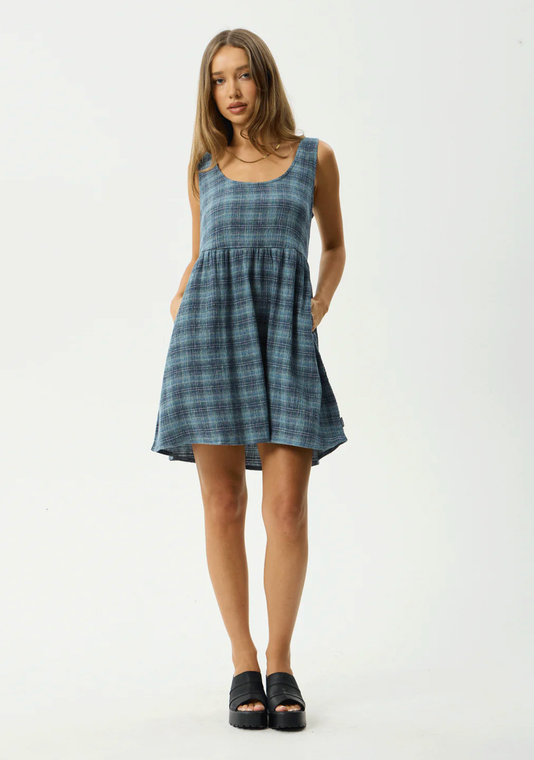 AFENDS POSITION JESSE SEERSUCKER MINI DRESS - NAVY CHECK Bones Clubhouse AFENDS POSITION JESSE SEERSUCKER MINI DRESS - NAVY CHECK Bones Clubhouse