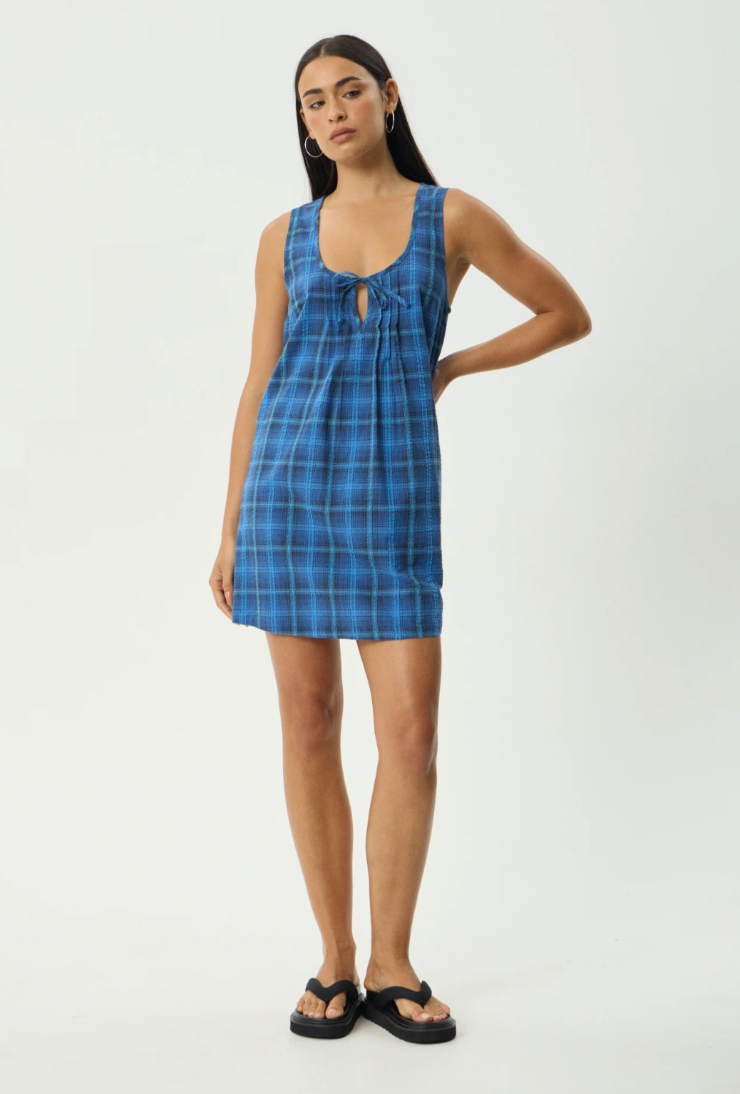 AFENDS CAMDEN SEERSUCKER MINI DRESS - MARINA CHECK Bones Clubhouse AFENDS CAMDEN SEERSUCKER MINI DRESS - MARINA CHECK Bones Clubhouse