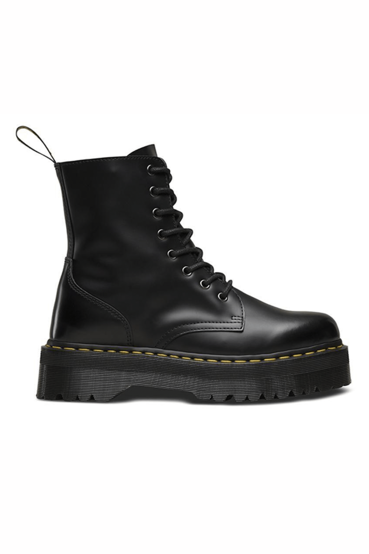 DR MARTENS JADON LACE UP BOOT BLACK POLISHED SMOOTH Bones